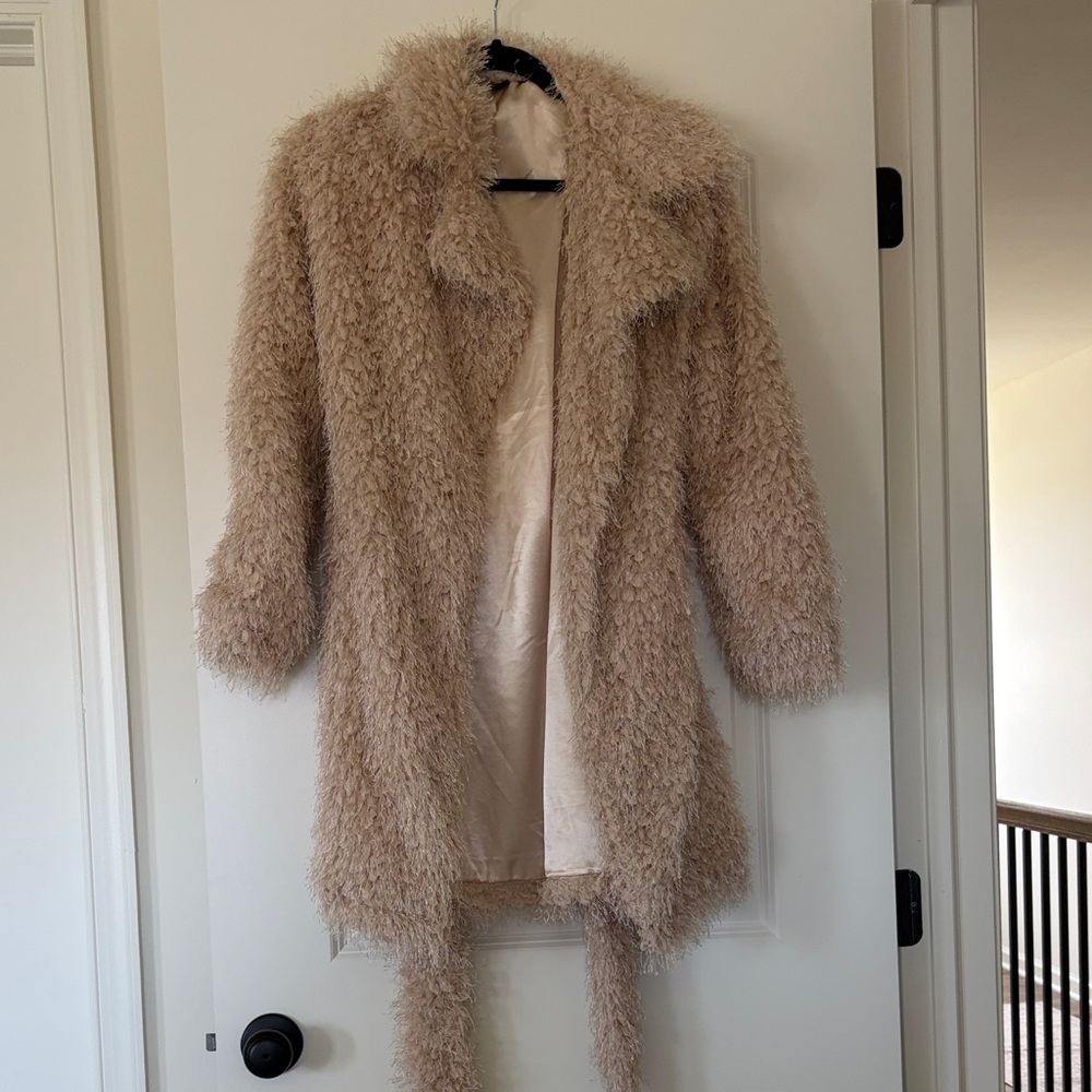 Women's Beige Coat with Tie